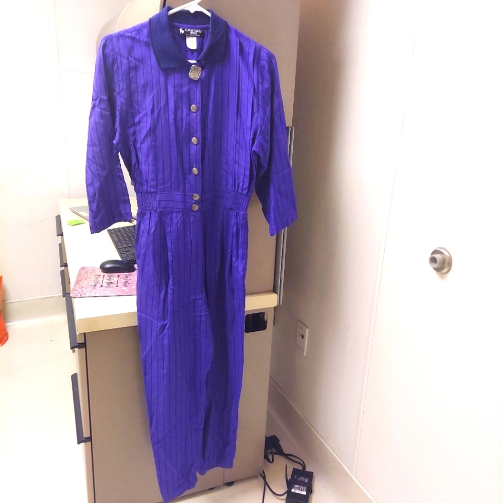 Jonathan Martin Sophisticates Petite purple Stripe Jumpsuit Women’s sz 8